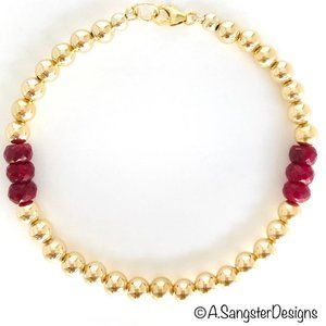 Faceted Rubies + 14K Gold Filled Bracelet